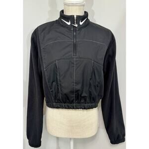 Nike Jacket Women Crop Zip Pullover Workout Run Sweater Center Swoosh SMALL S